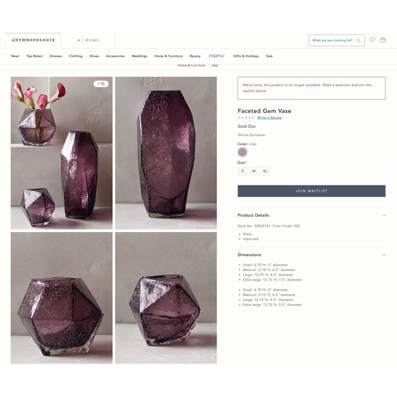 Anthropologie Faceted Gem Vase - Picture 7 of 7